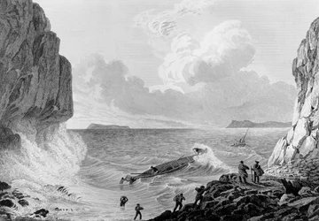 Franklins Expedition landet in einem Sturm, 1821